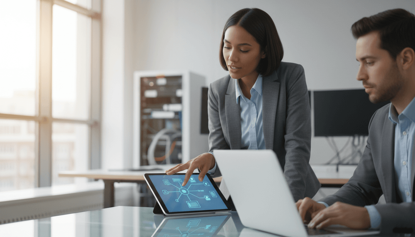 IT consultant discussing strategy with client